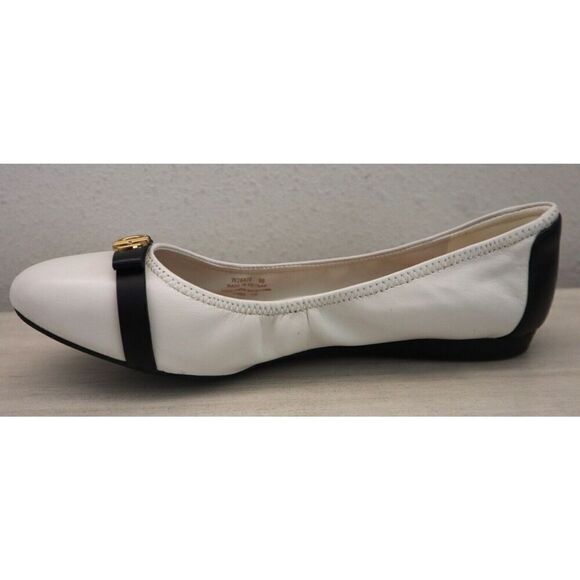 Cole Haan W26820 Women's Sz 9B Ivory/Black Leather Tova Bow Ballet Flats - Picture 6 of 11